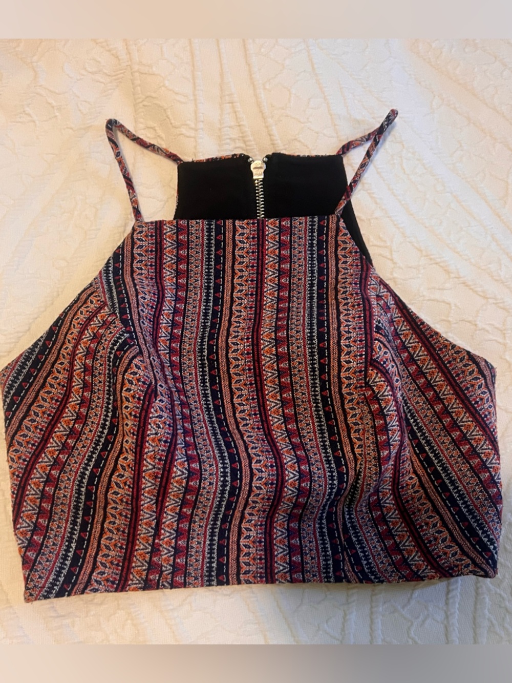 BCBGeneration Pattern Crop Top with Zipper Back